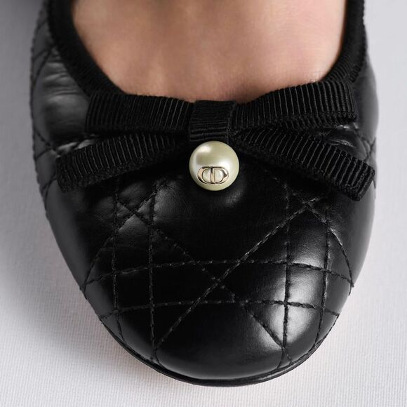 Dior Ballet Flats Quilted Cannage Calfskin in Black Size 36.5 NIB - Picture 4 of 9